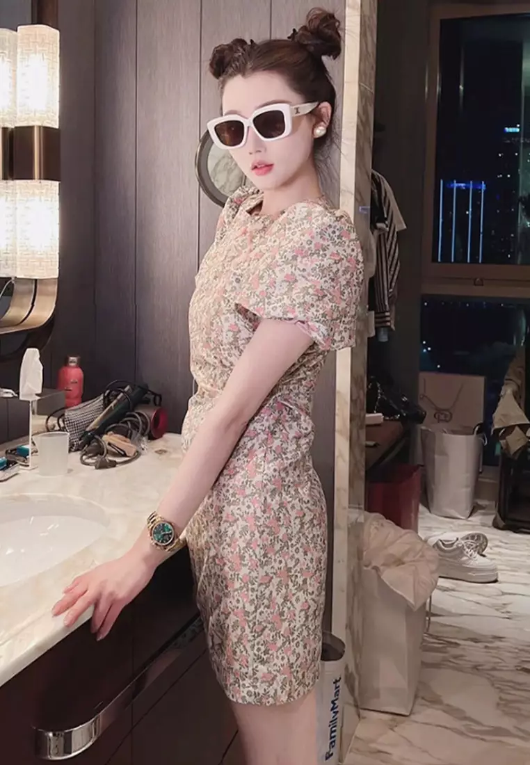 Fashionable Chinese retro buttoned floral cheongsam dress CA122716