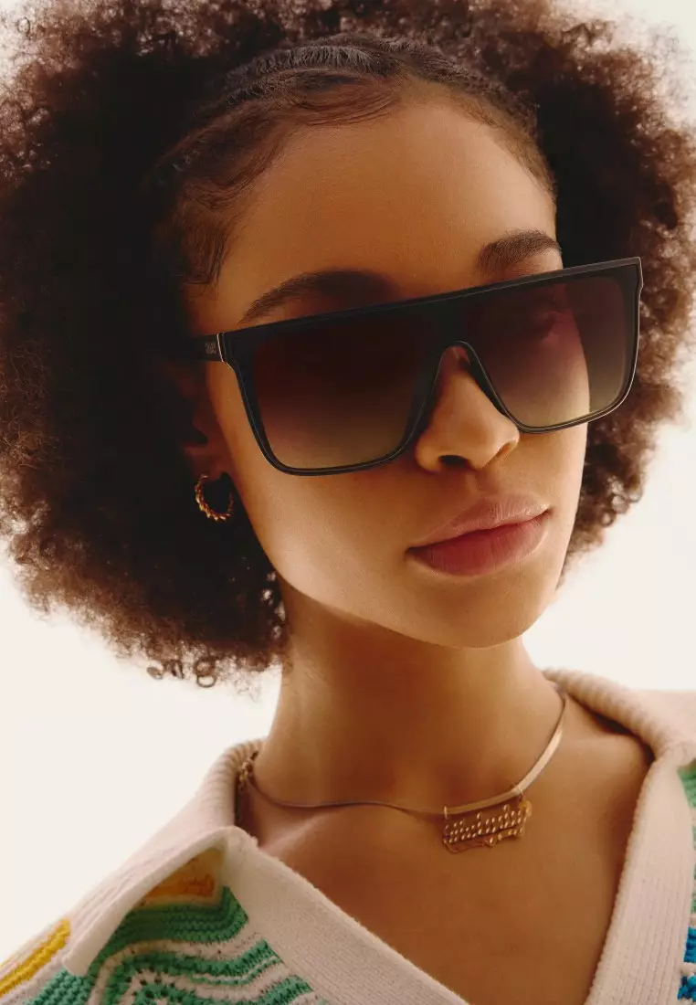 QUAY Nightfall Medium Sunglasses - Black/Brown Yellow