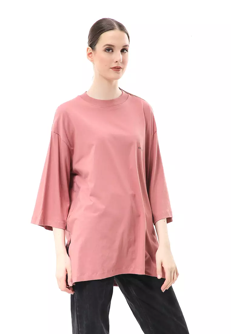 Wina Kaos Atasan Wanita Polos Basic Oversize - Dusty Rose