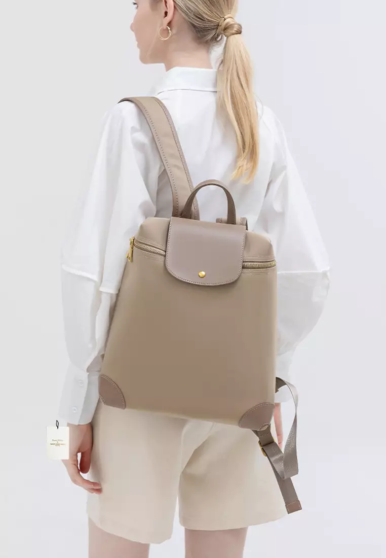 Color Matching Nylon Oxford Patch Faux Leather Backpack (Small Size) JW CL-C9152