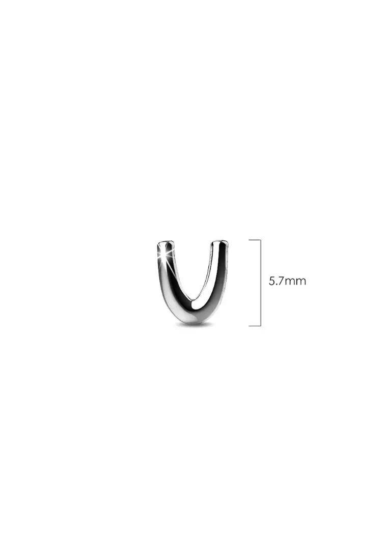 Solid 925 Sterling Silver Initial Alphabet Personalised Stud Earrings- V