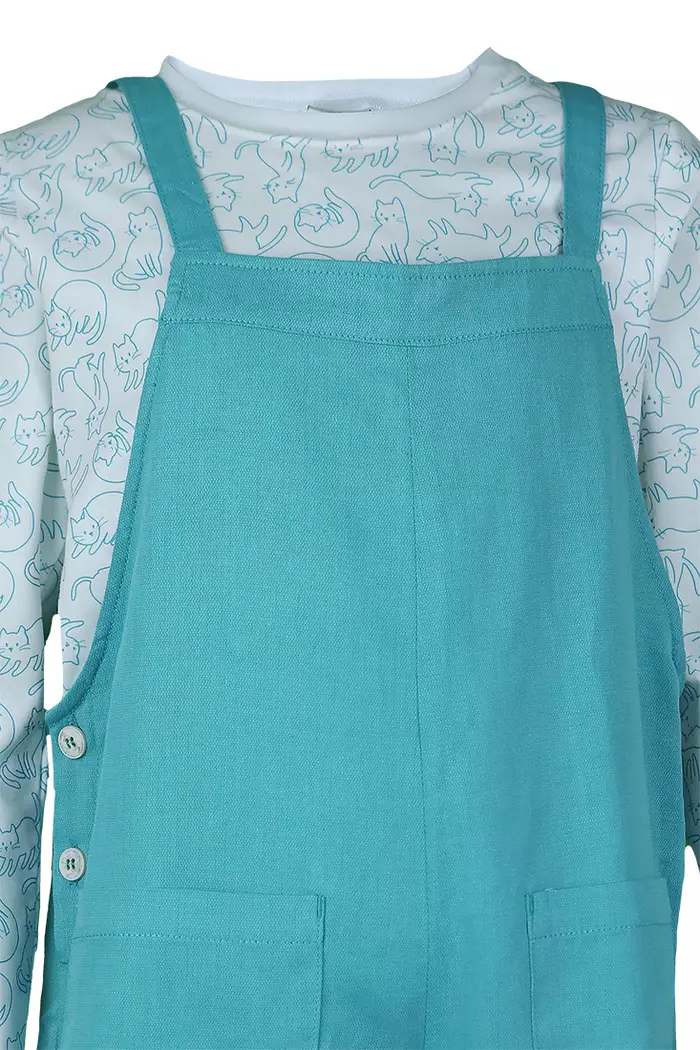 Pito Dito Girl Macaron Overall Celana Midi Anak Perempuan Warna Tosca - Size 4