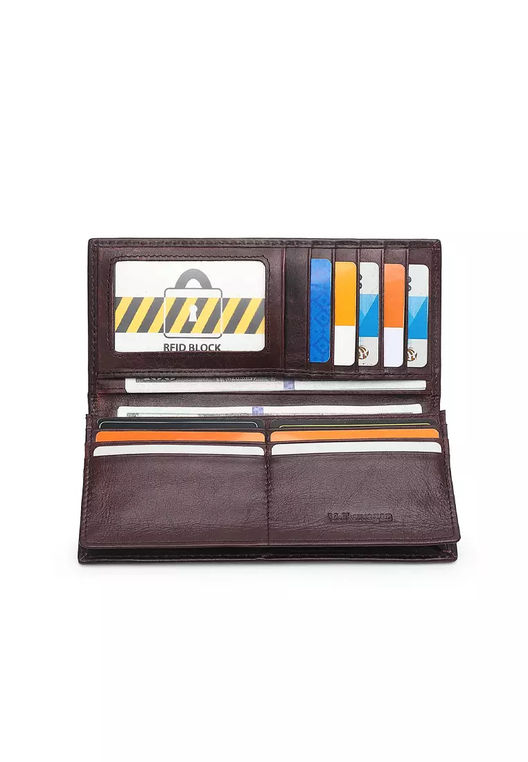Genuine Leather RFID Blocking Long Wallet (Dompet Panjang Kulit Asli RFID Blocking Pria) - Cokelat