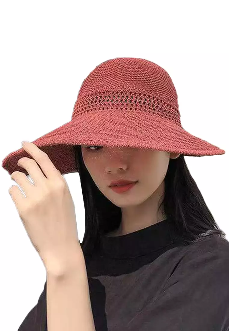 Bow Hollow Big Brim Folding Sunshade Fisherman Caps A22062408RD