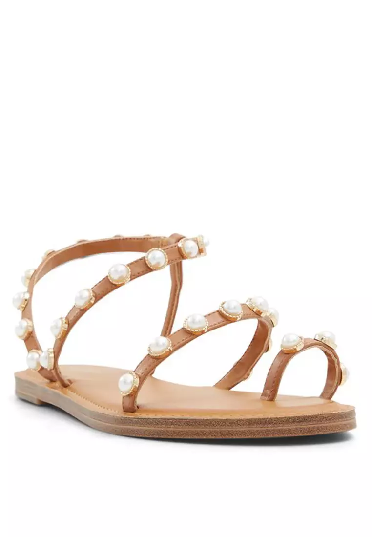 Strappy pearl sandals clearance