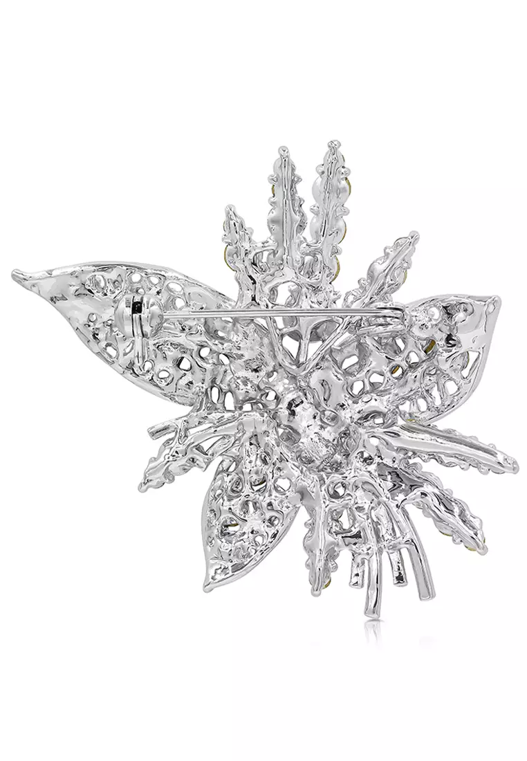 Leilani Oversized Flower Bouquet Aurore Boreale Austrian Crystal Rollover Clasp Brooch