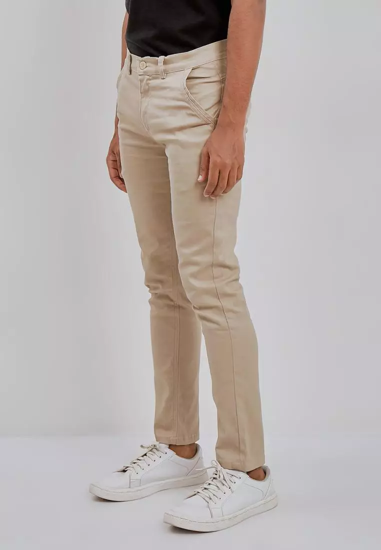 PAULMAY Celana Chino Pria Panjang Slim Fit - Khaki