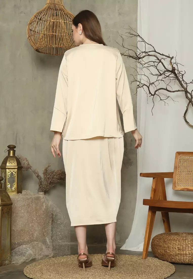 RINJANIE BATIK - Dress Batik Wanita - Set Rinjana - Butter - Lena Series - OOTD - Satin Silk Premium