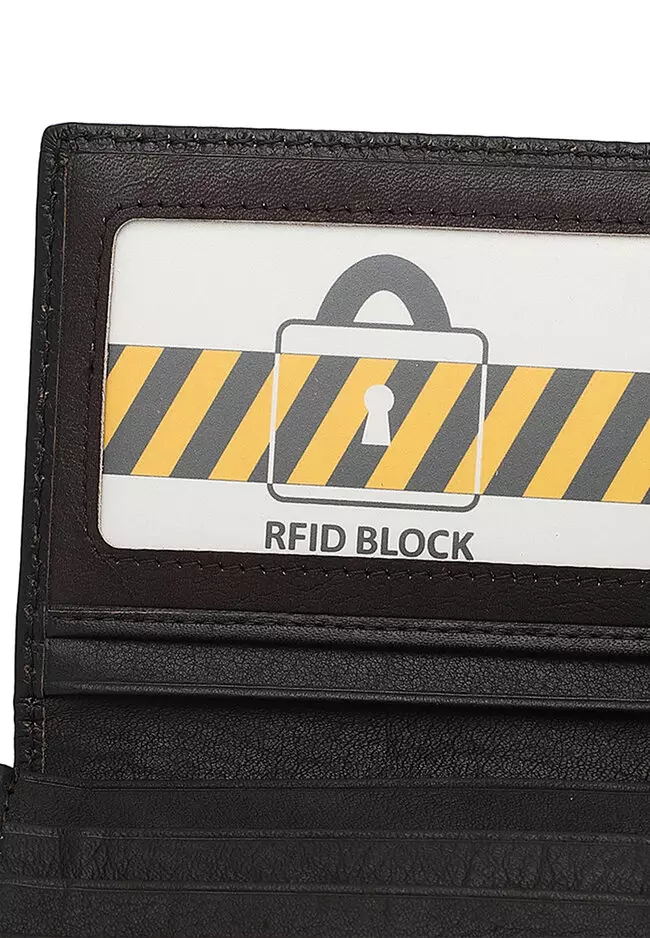 Genuine Leather RFID Long Wallet - Brown