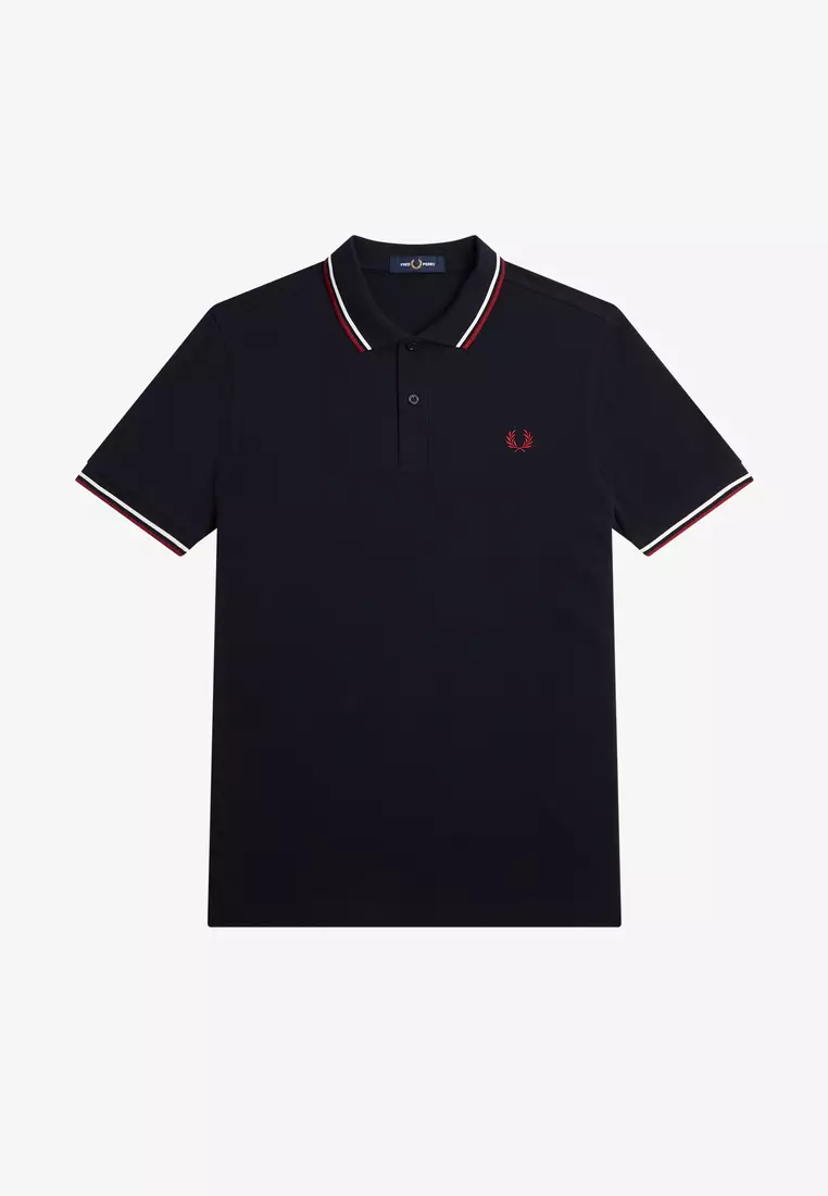 Fred Perry M3600 Twin Tipped Fred Perry Shirt (Navy / Snow White / Burnt Red)