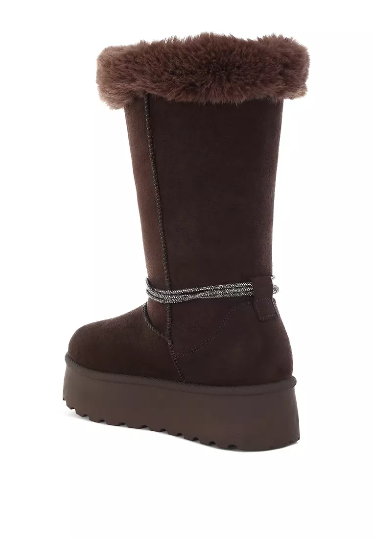 Fur Collar Anti-Skid Snow Boots in Brown