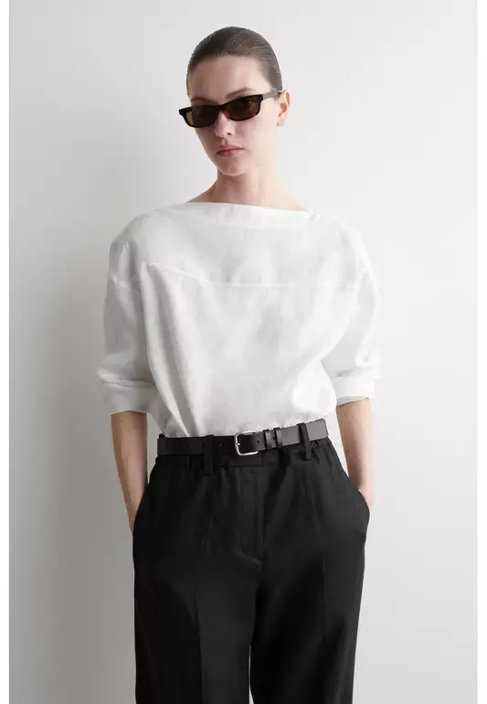 TIE-DETAIL LINEN BLOUSE