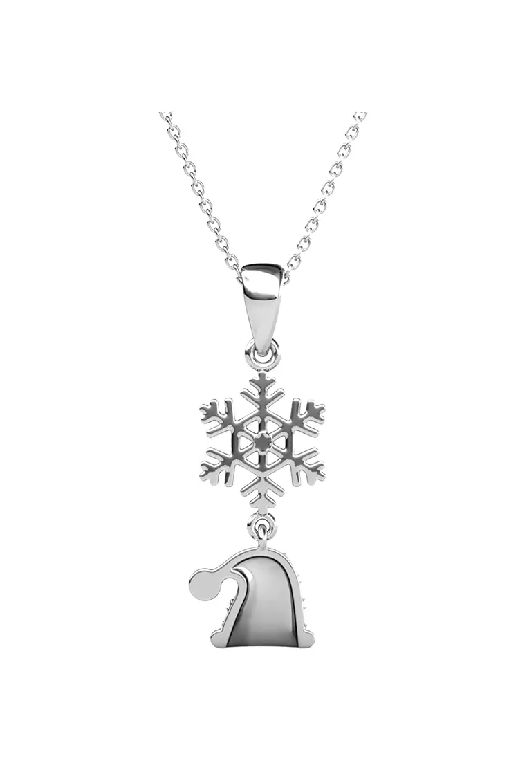 Snowy Santa Pendant WG - Kalung Crystal by Her Jewellery