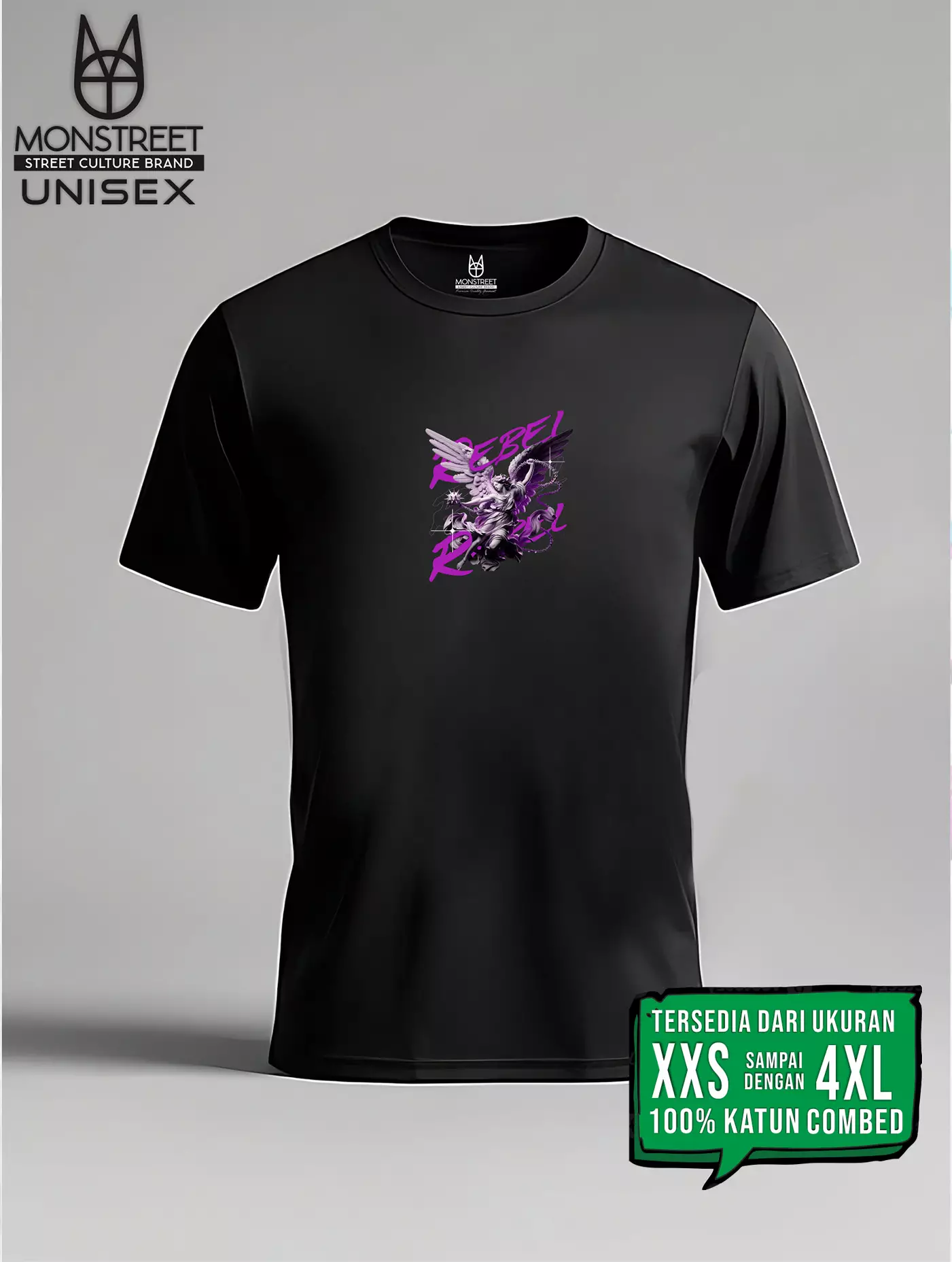 Monstreet Kaos Katun Combed 24S Grafis Reguler Fit Hitam Tshirt UTR134 Cotton Combed 24S Graphic Tshirt Regular Fit Black Tshirt