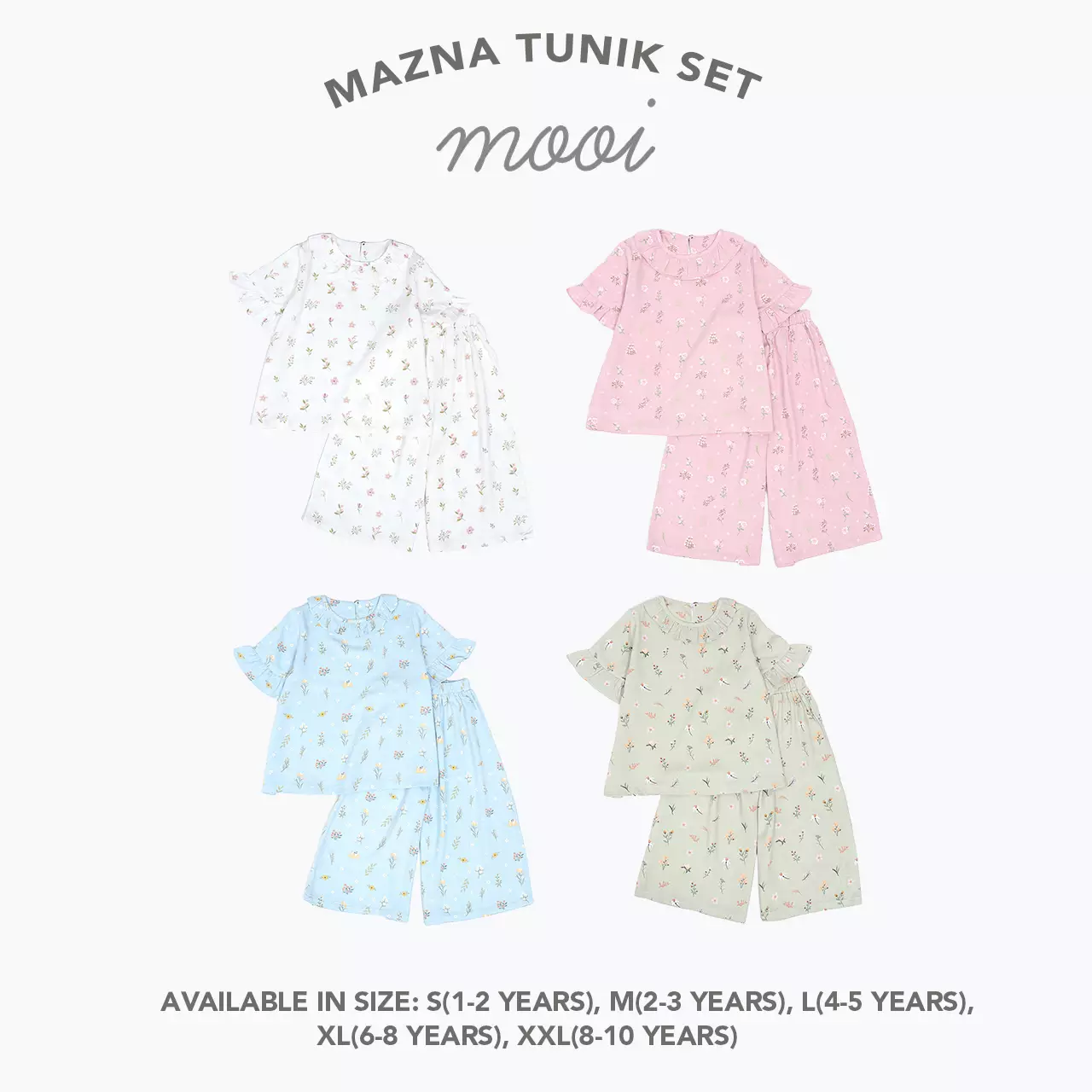 Mooi Setelan Anak Perempuan Mazna Tunik Set - Pink Blossom