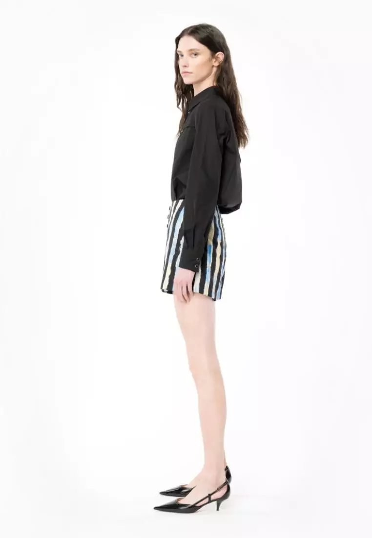 Skorts with painted-stripe print