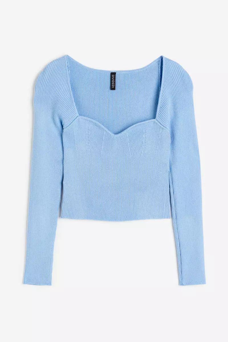 Bustier-look rib-knit top