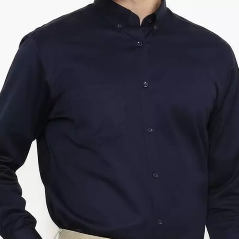 Lawell Kemeja Pria Slim Fit Polos Lengan Panjang CASA | Katun Premium | Warna Navy