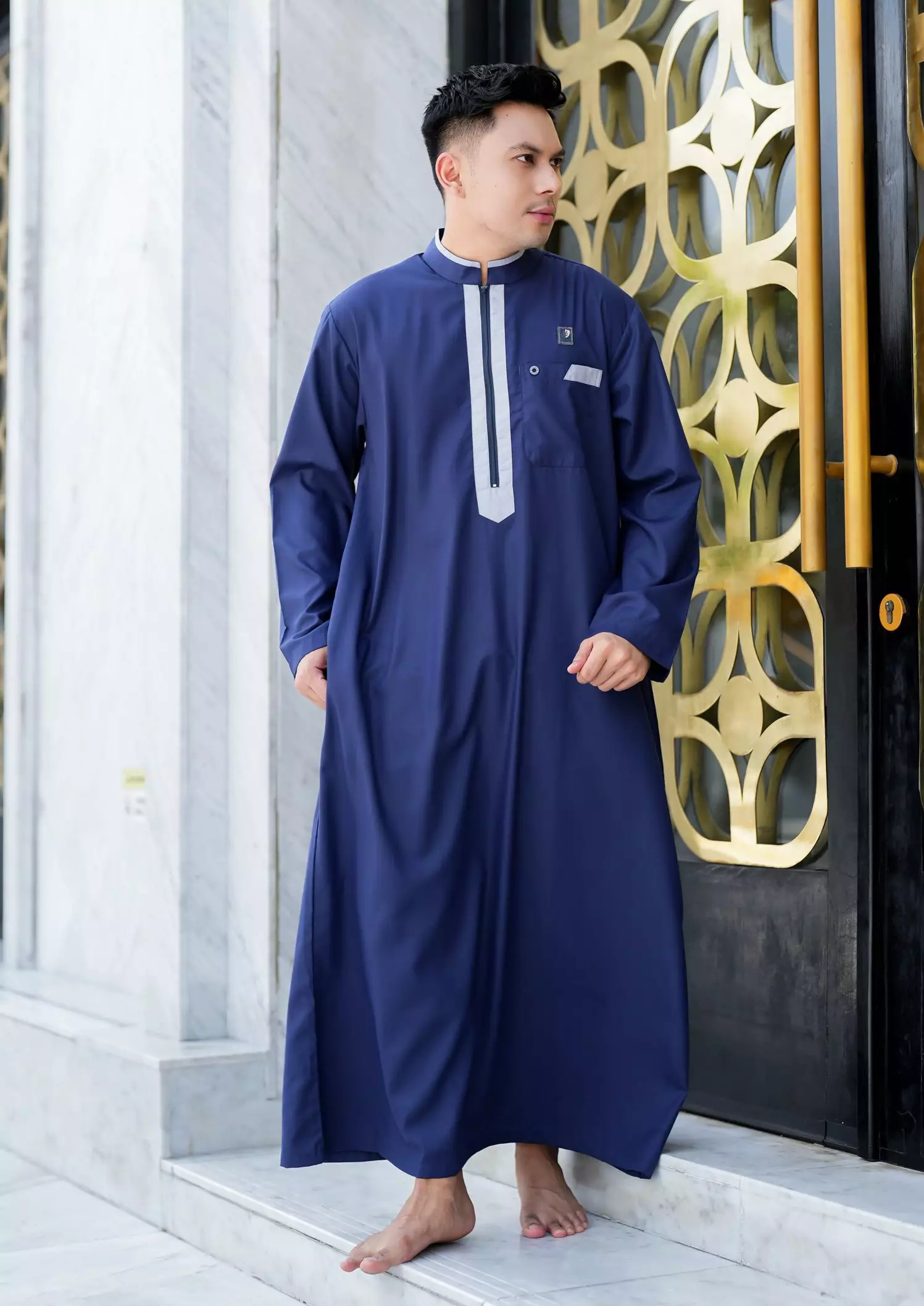 Koko Jubah Gamis Pria  Arfan Navy Regular Fit