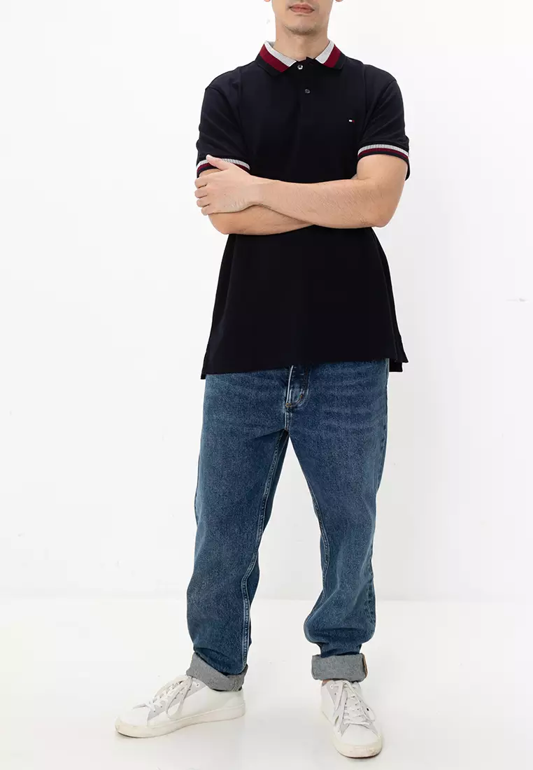 Two Tone Collar Regular Polo Shirt