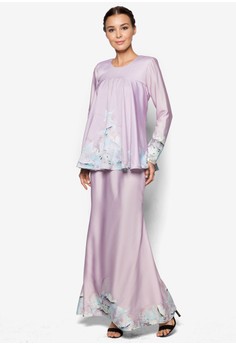 MINAZ for ZALORA pink Printed Peplum Kurung MI039AA08IVZMY_1