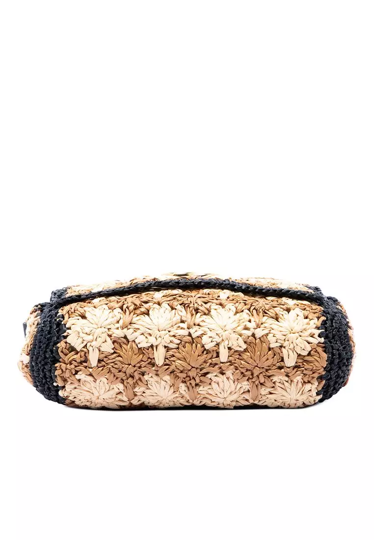 Pre-Loved Gucci Small Gg Marmont Raffia Crossbody