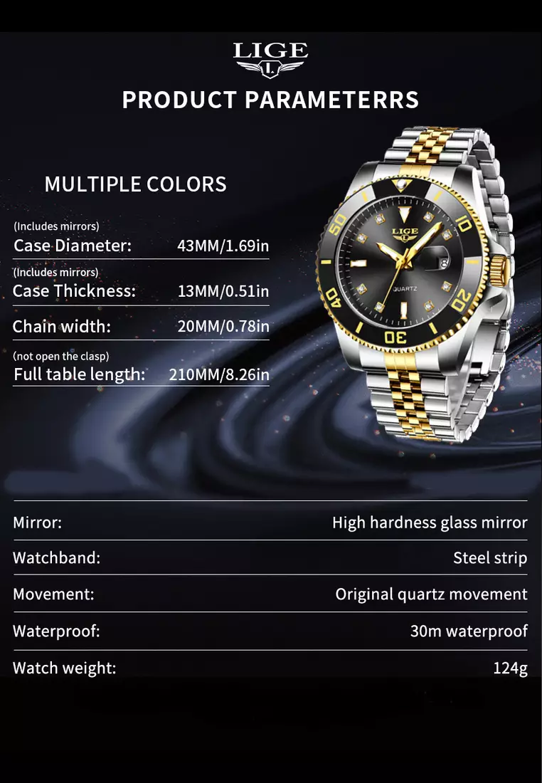 Unisex Classic Diver's Stainless Steel Quartz Watch on Steel Bracelet