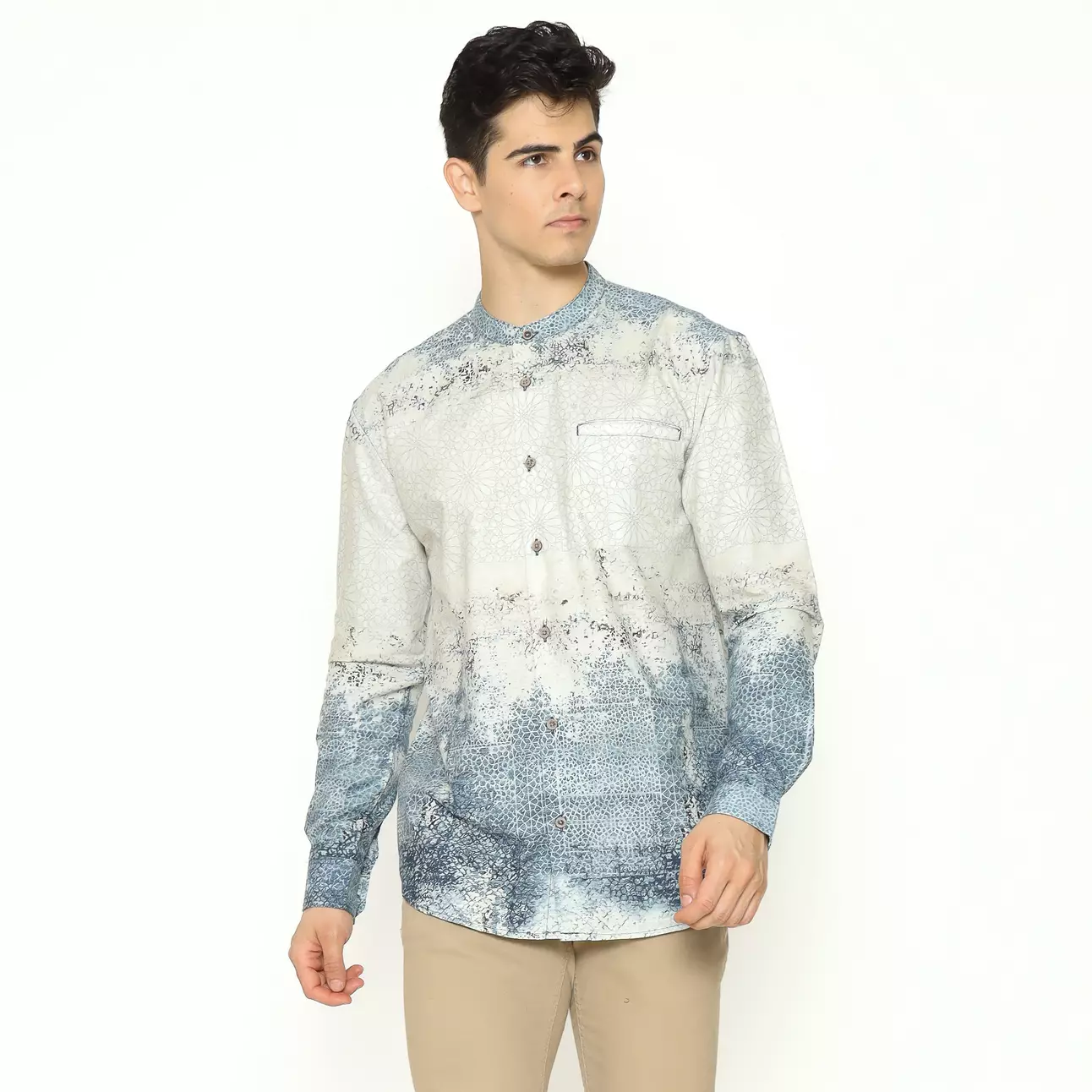 AMK Kemeja Koko Pria Printing  Lengan Panjang KK NIZAM L/S NAVY BLUE