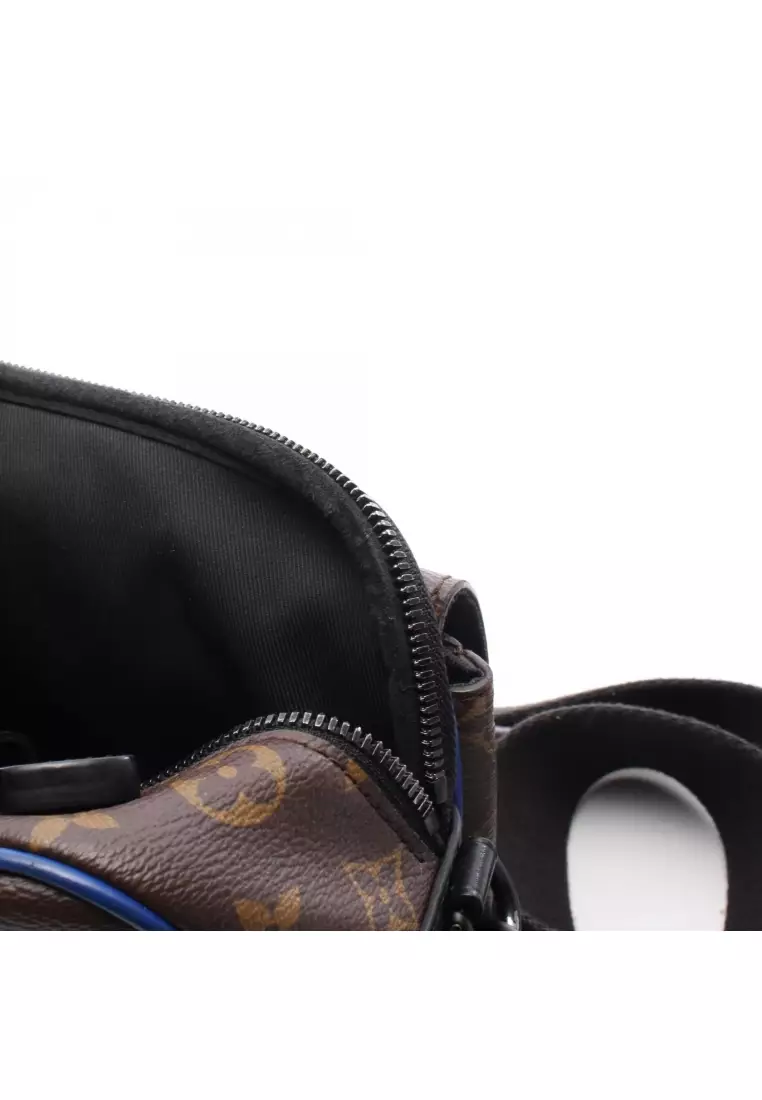 Pre-Loved Louis Vuitton S-lock messenger monogram macassar Handbag PVC leather Brown blue 2WAY