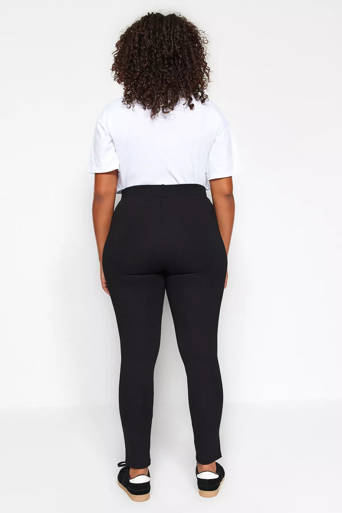 Plus Size Black Coated Leggings