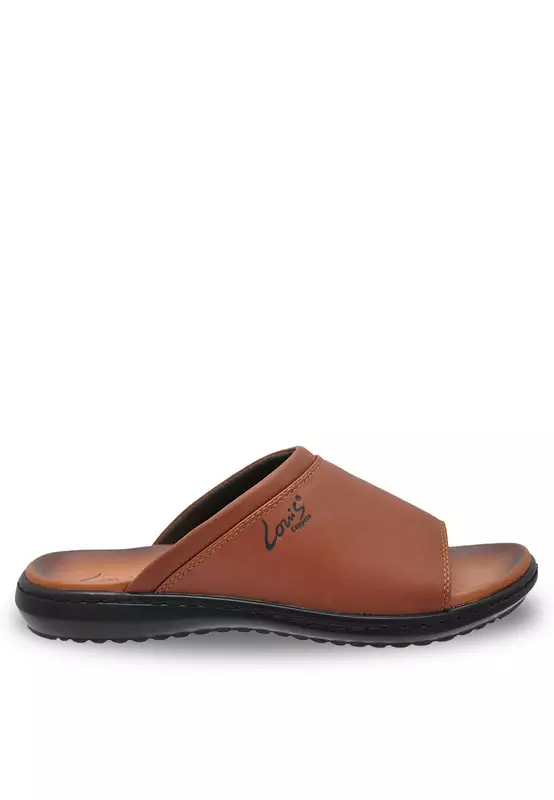 Synthetic top leather slippers