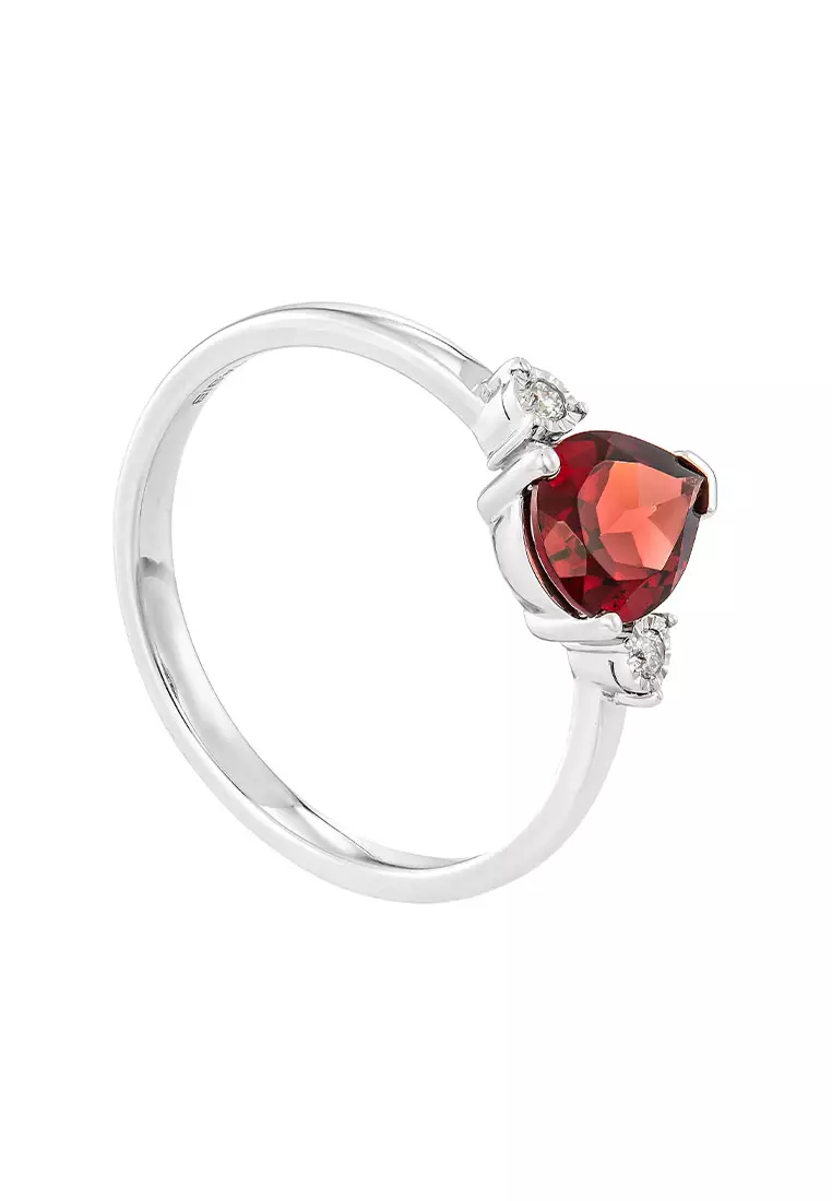 HABIB Pear Garnet and Round Diamond Ring in 375/9K White Gold 119750724(R)-GARN