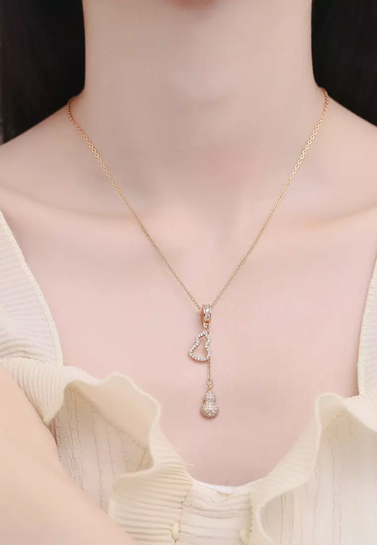 Kalung Wanita Original N042 Gourd Design Titanium Anti Luntur Perhiasan Cewek Korea Fashion rose