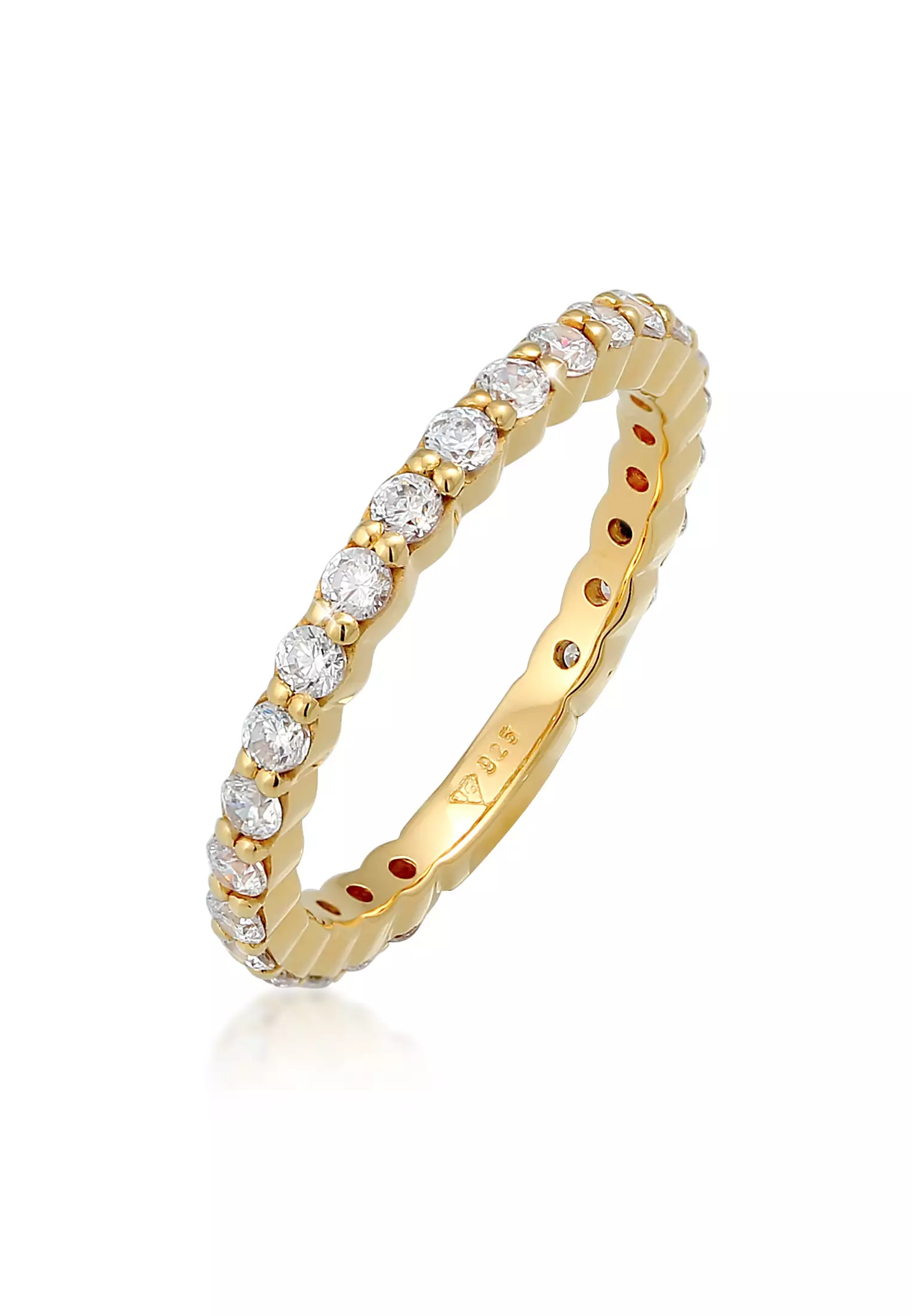 Buy ELLI GERMANY Ring Band Memoire Sparkling Zirconia Crystals Gold ...