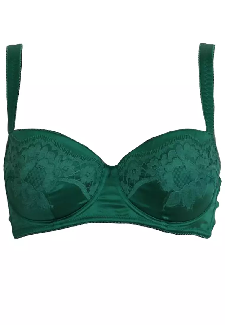 Buy Dolce & Gabbana Dolce & Gabbana Green Silk Stretch Floral Lace Bra  Underwear Online