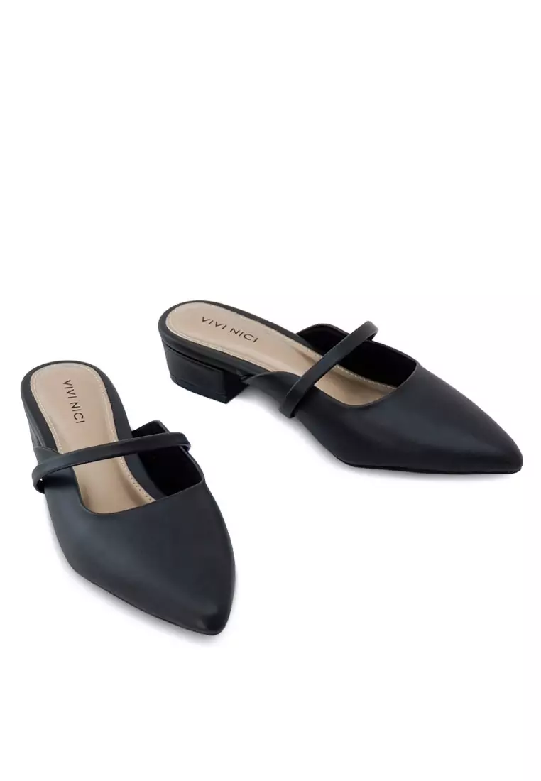 VIVI NICI - Lillie Sandal Mules Hak 3 Cm Black Solid