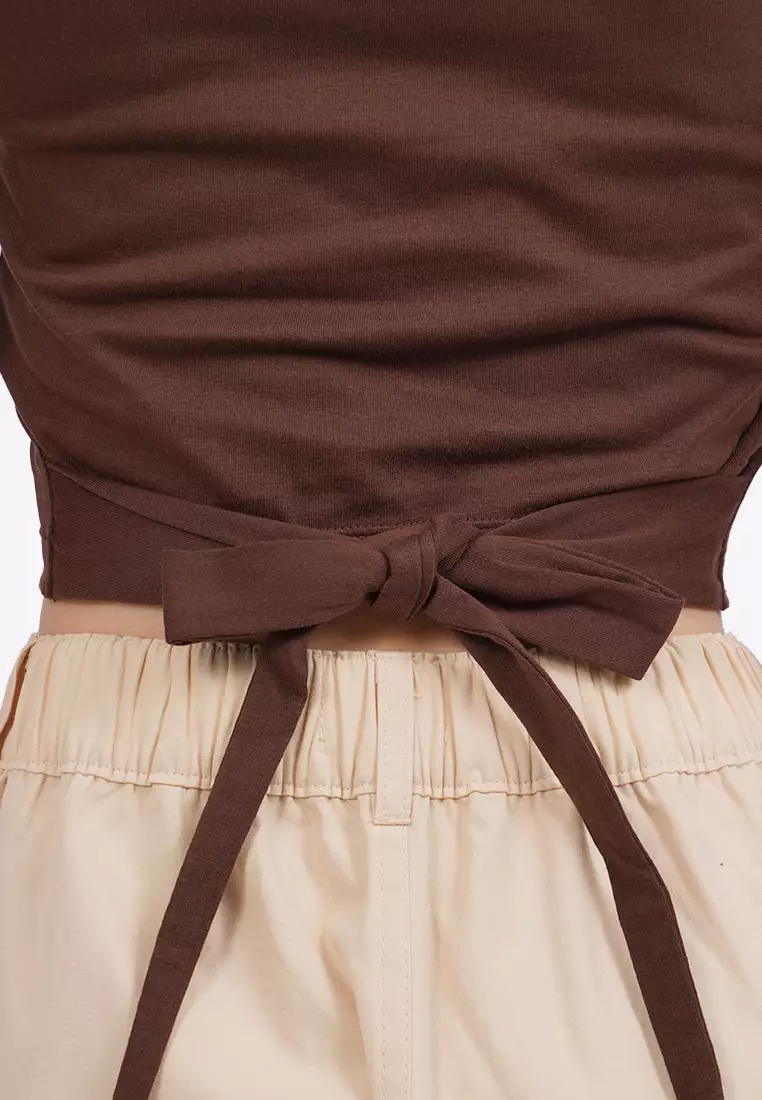 Back Tie Short Sleeve Graphic T-Shirt