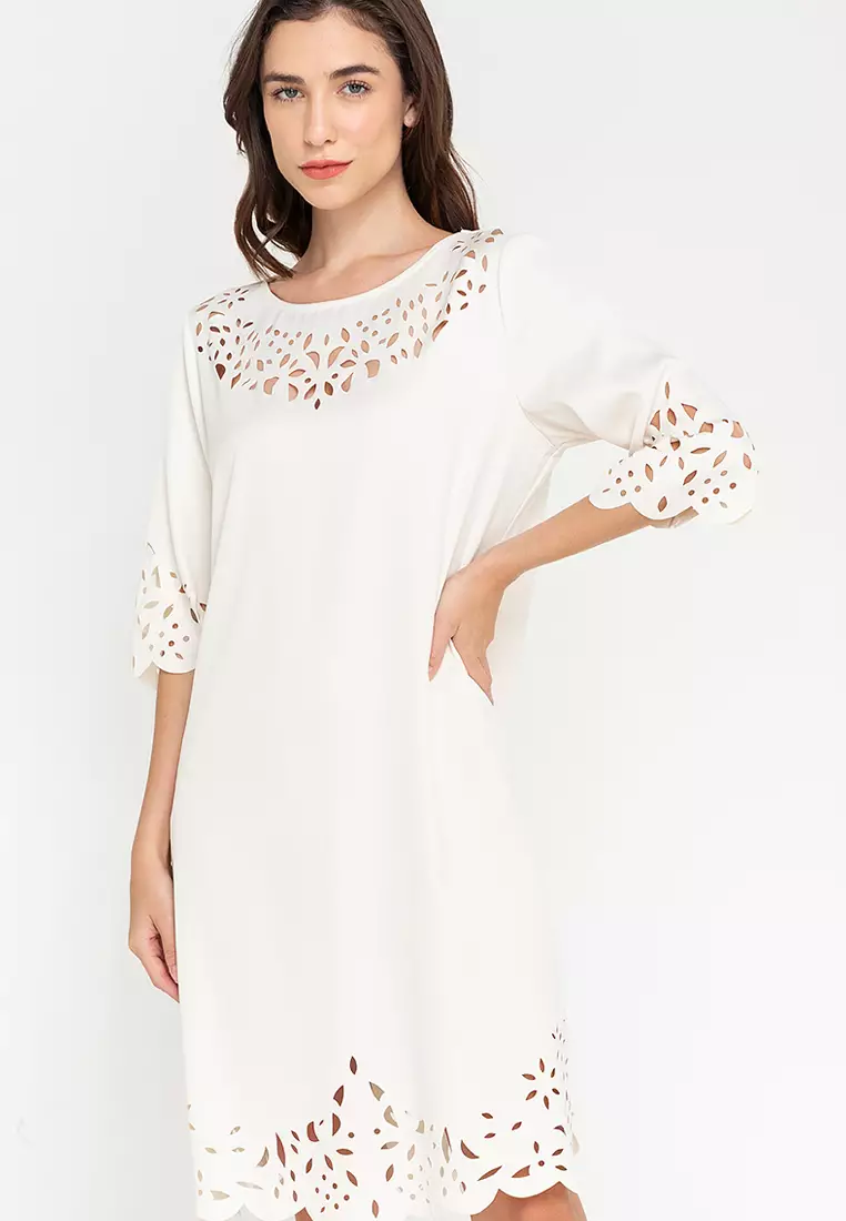 Caryl Laser Cut Hem Dress