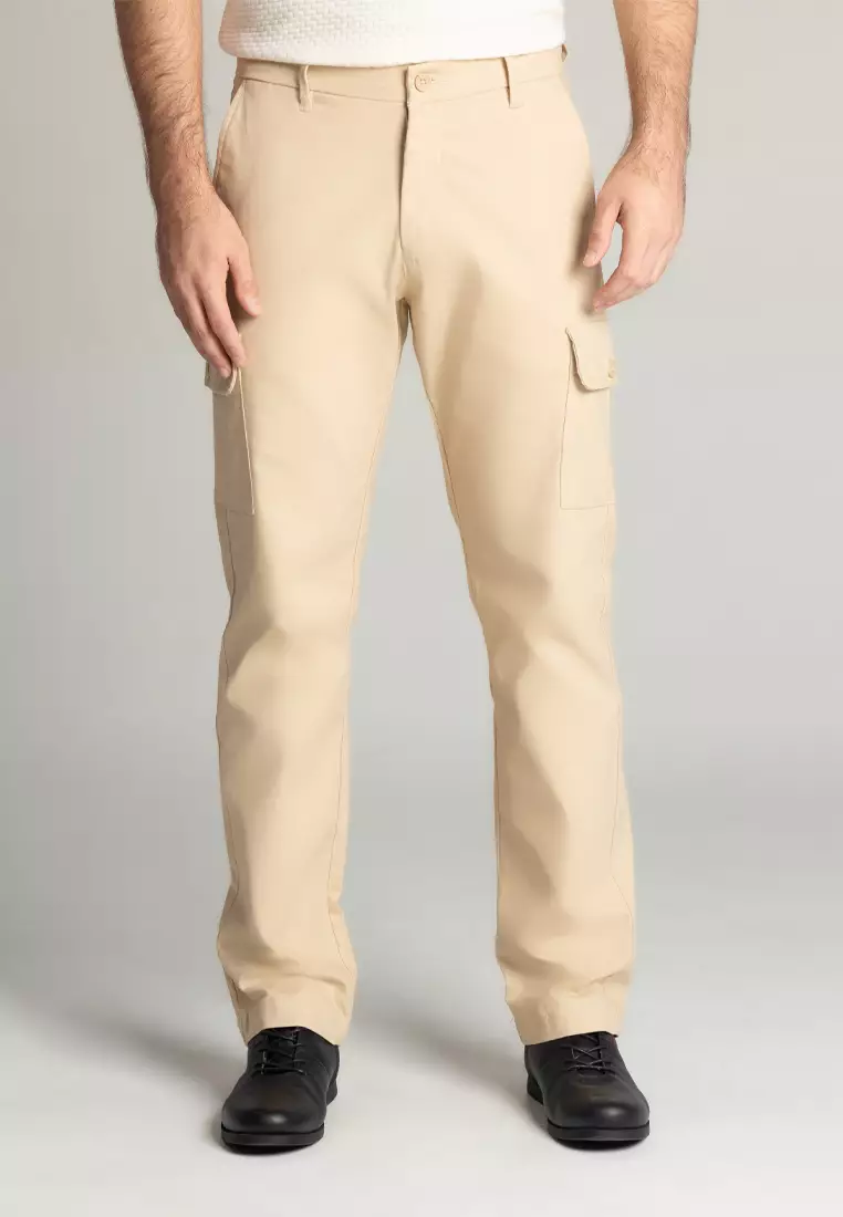MOC - Celana Panjang Cargo Polos Pria Zico - Beige