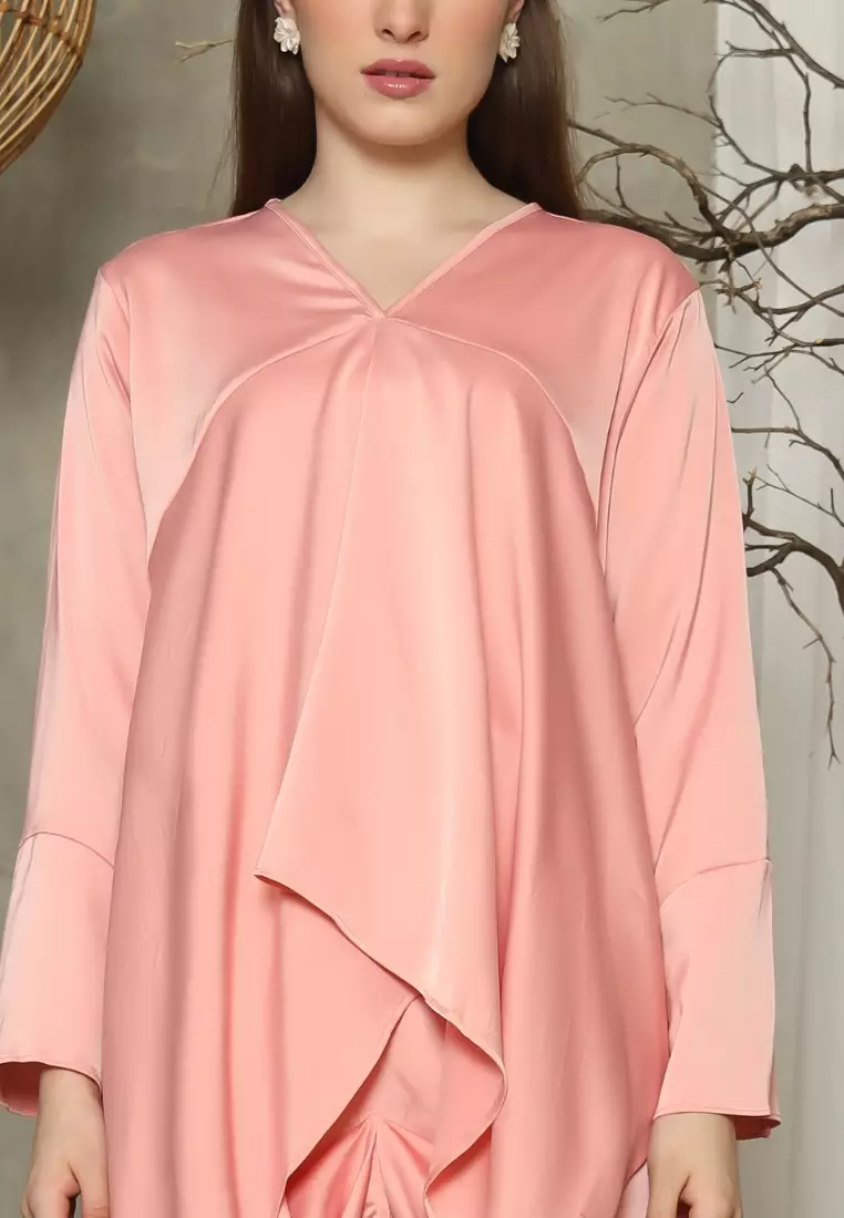 RINJANIE BATIK - Dress Batik Wanita - Set Rinjana - Pink - Lena Series - OOTD - Satin Silk Premium