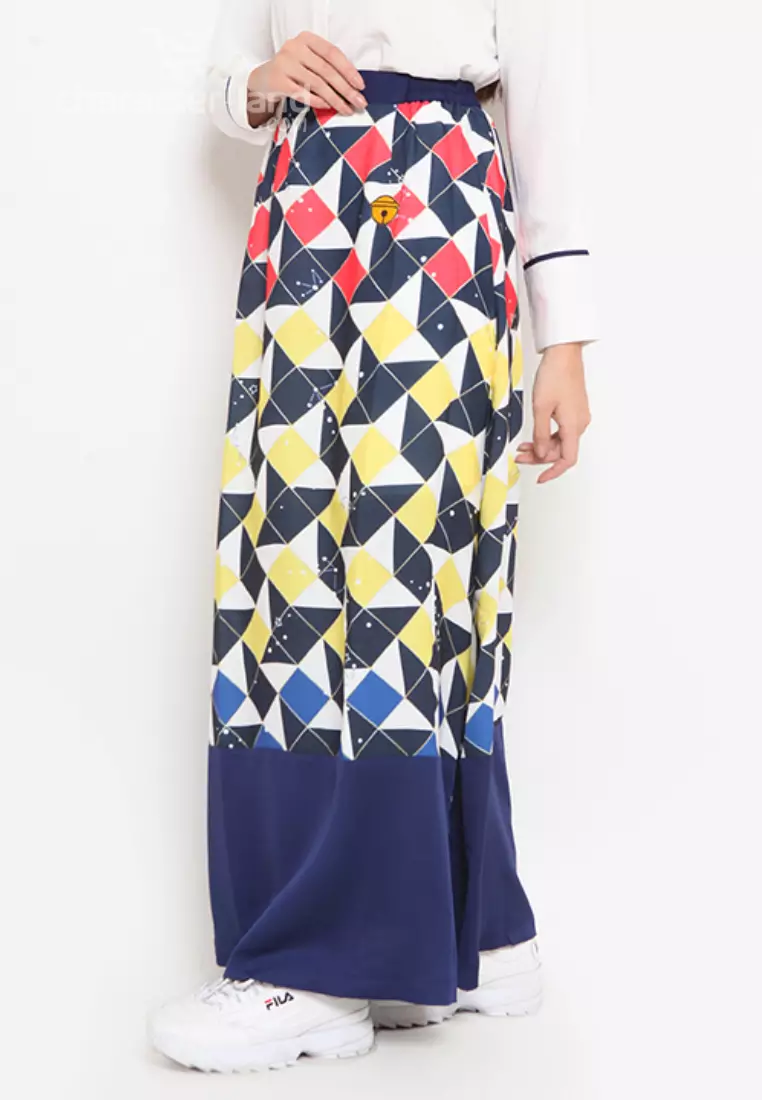Doraemon Geometric Skirt Blue