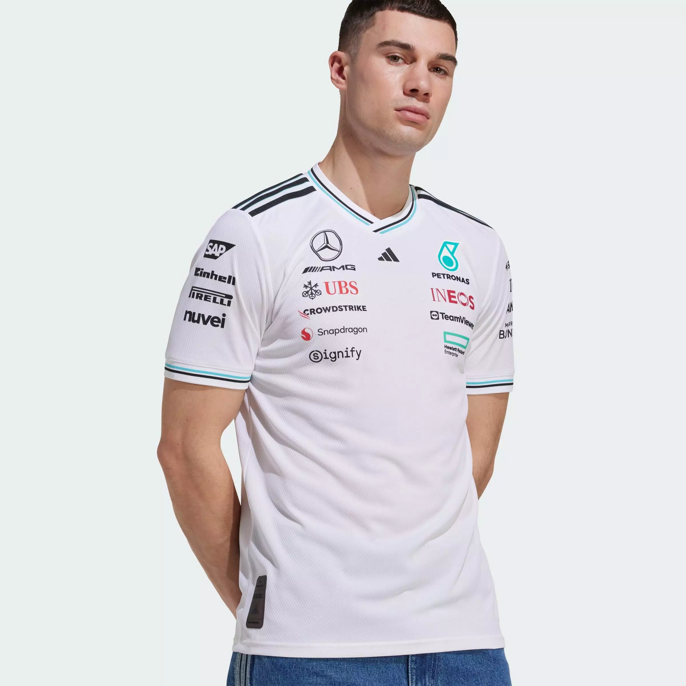 Motorsport MERCEDES - AMG PETRONAS FORMULA ONE TEAM DRIVER JERSEY AUTHENTIC Men White JX5795