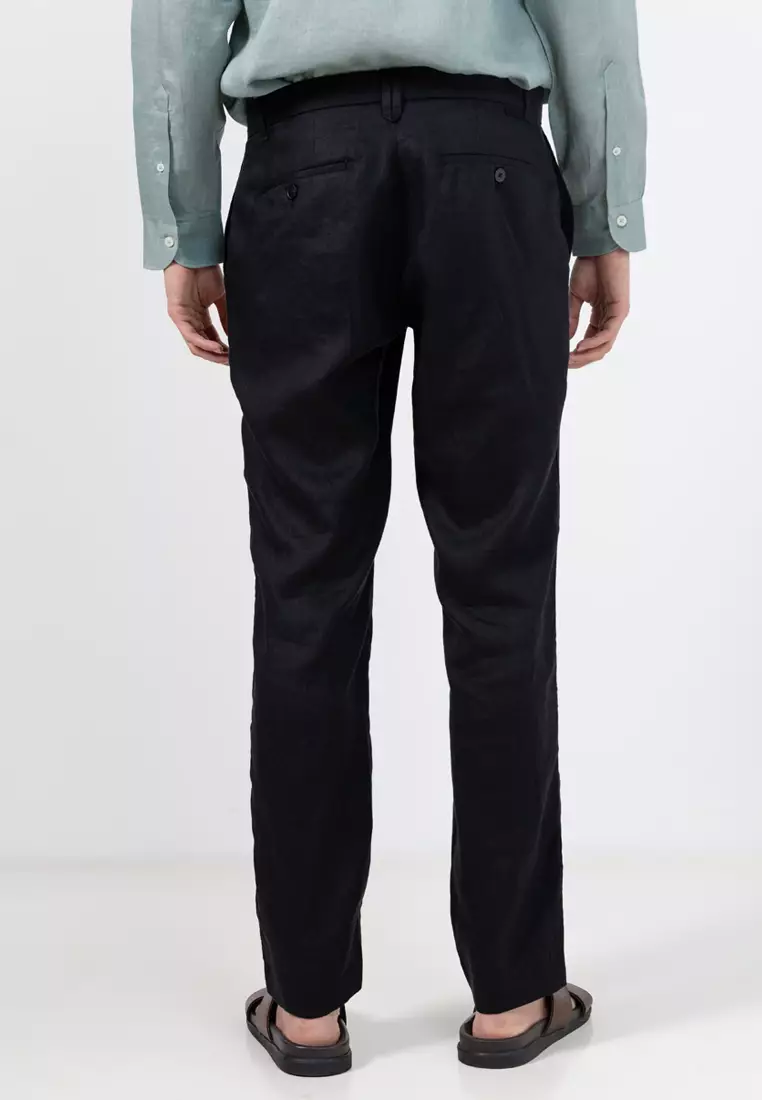 Slim-Fit 100% Linen Trousers