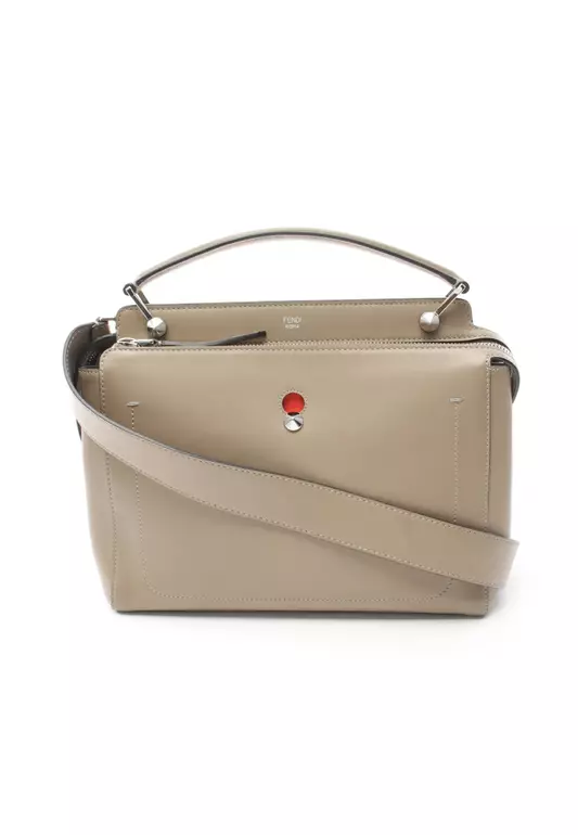 Pre-Loved Fendi DOT COM dot com Handbag leather Gray beige 2WAY