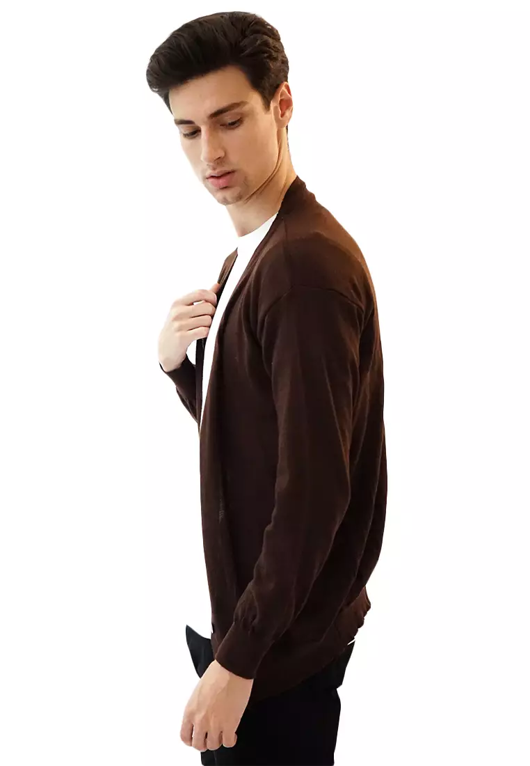 Houseofcuff Cardigan Pria Oversize Sweater Korea Big Size Jumbo Cokelat