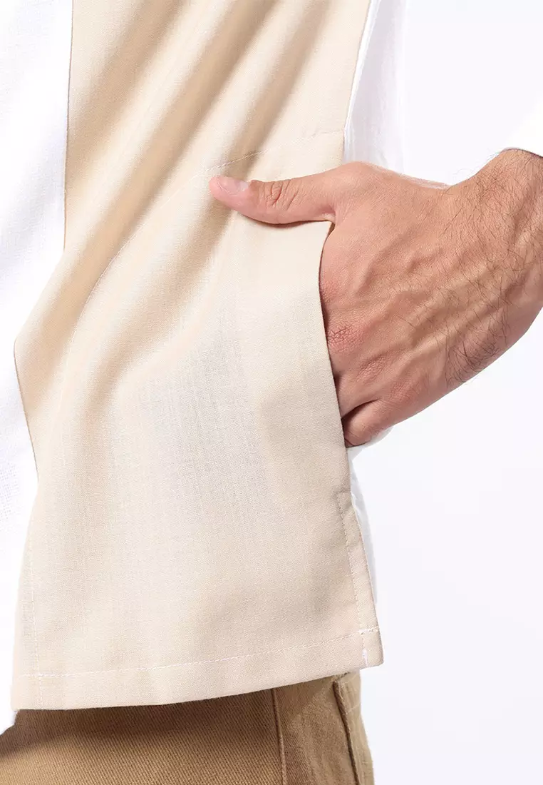 Kemeja Koko Pria Lengan Panjang Baju Muslim Pria ASLAN WHITE