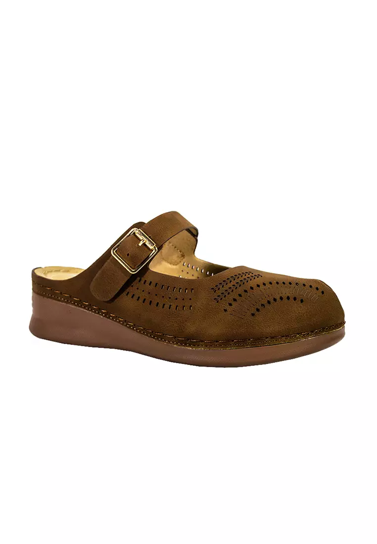 Women's Mules Sandals LX 27190 Dark Brown C58