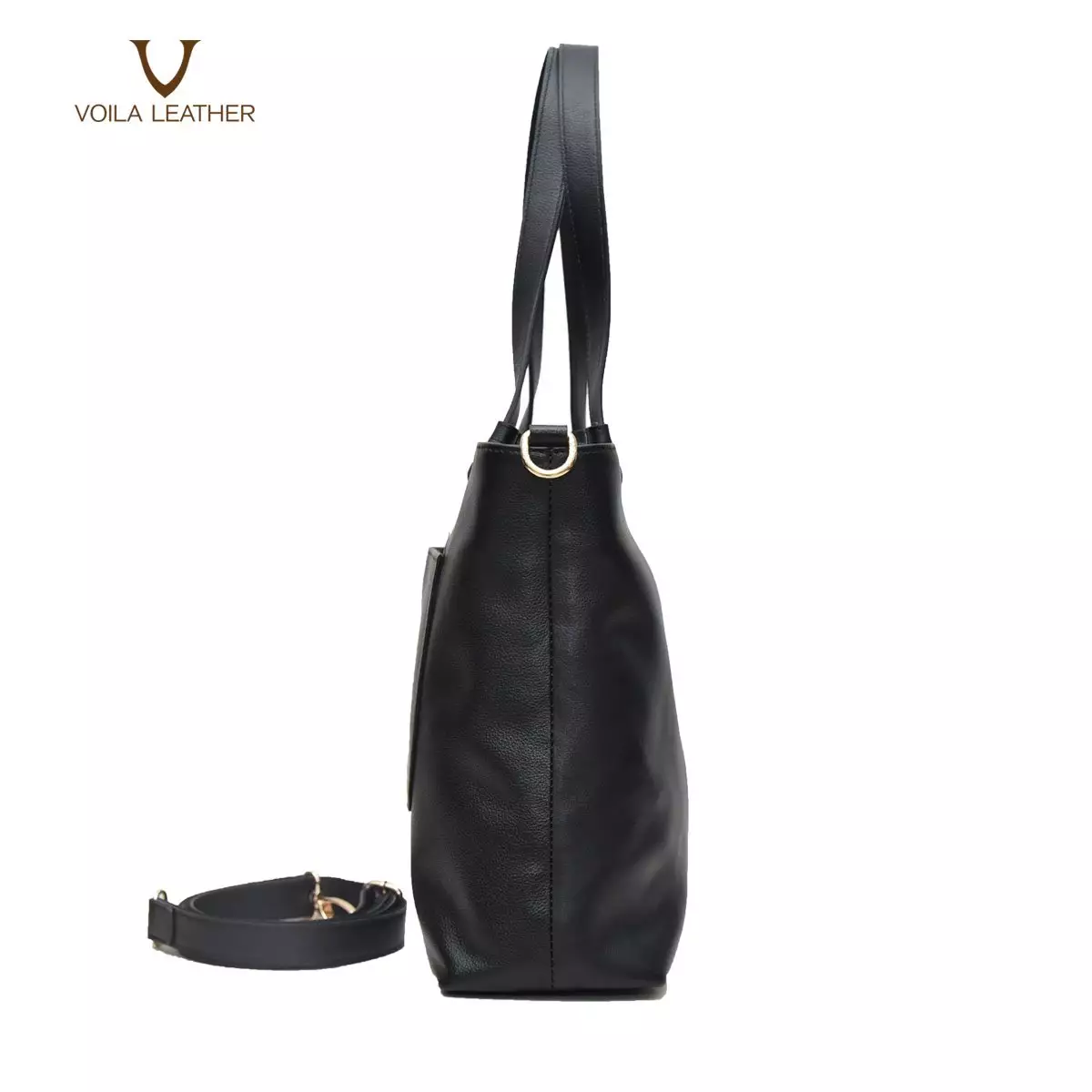 VOILA LEATHER Tas Tote Tas Selempang Wanita Kulit Asli Genuine Leather Tote Bag Sling Bag BEVERLY BLACK