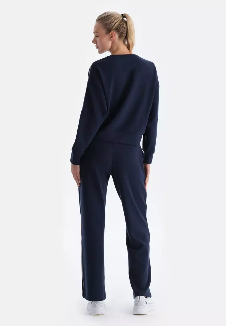 Navy Sweatshirt, Crew Neck, Oversize, Activewear for Women