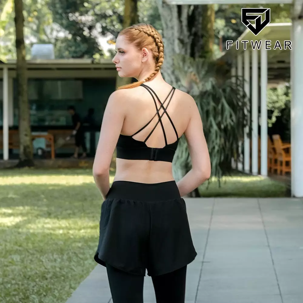 Fitwear - Sportbra Olahraga Wanita CLARE MULTICROSS HOOK - BLACK